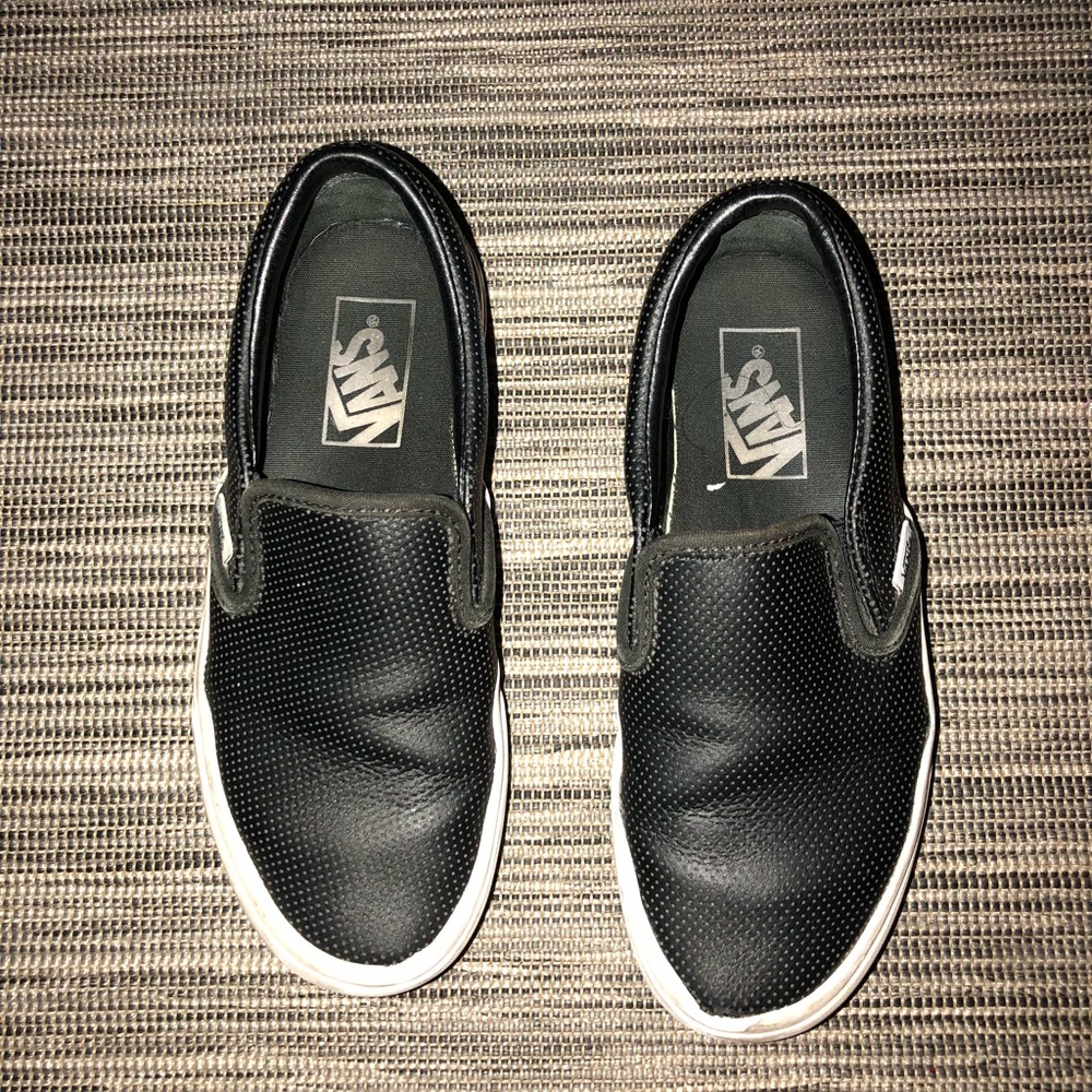 Vans leather slip ons